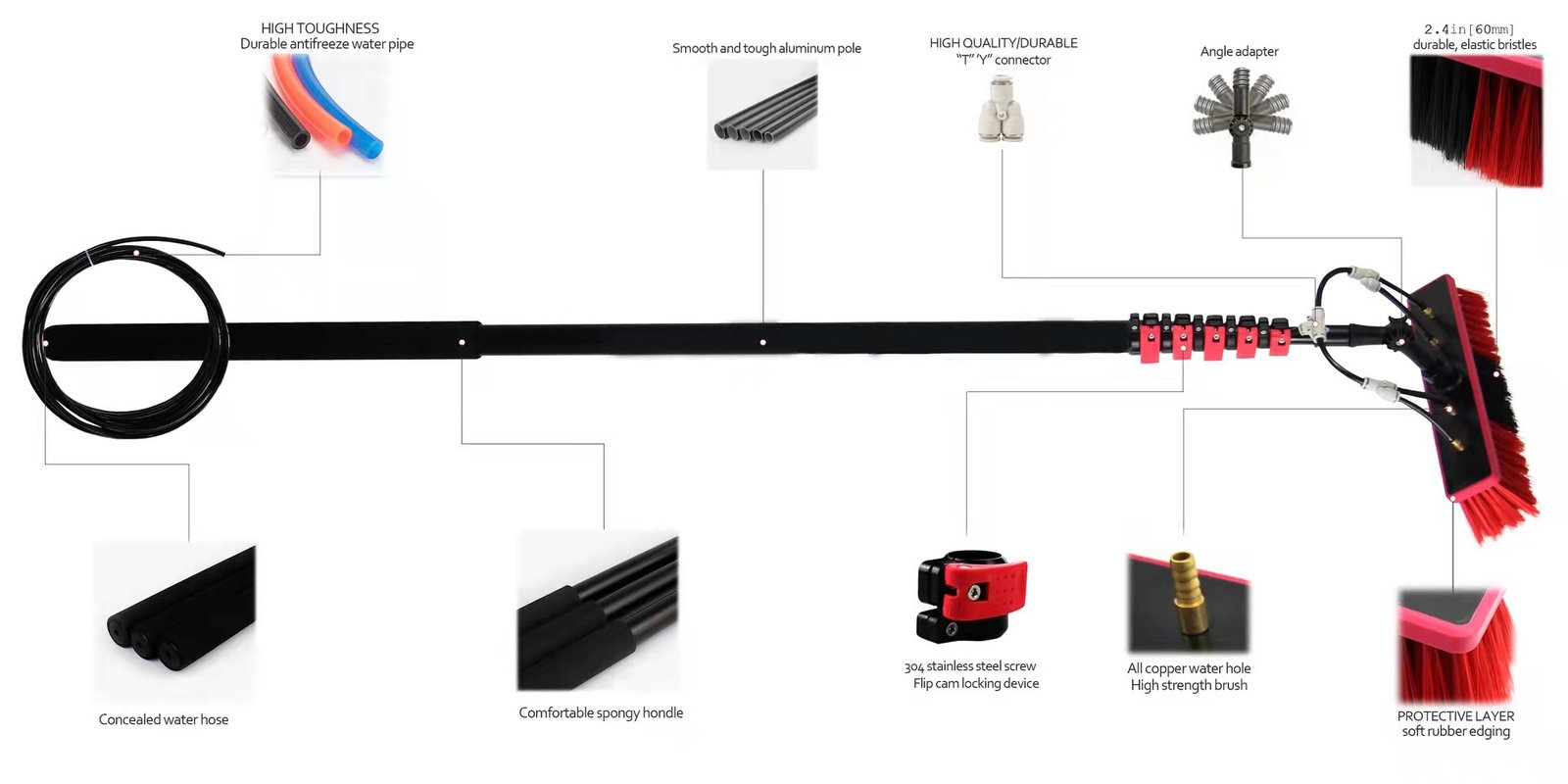 Telescopic Water Fed Pole Cleaning Brush - Image 7